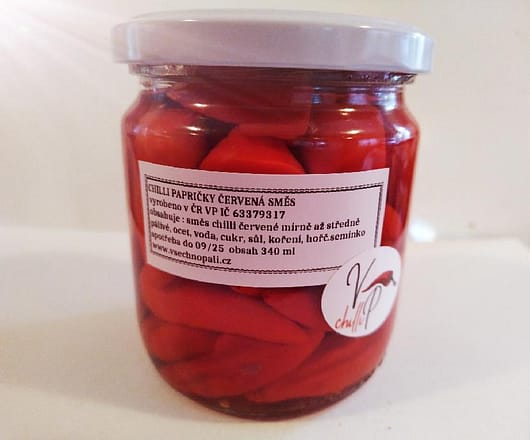 CHILLI PAPRIČKY ČERVENÉ SMĚS  středně pálivá 340ml